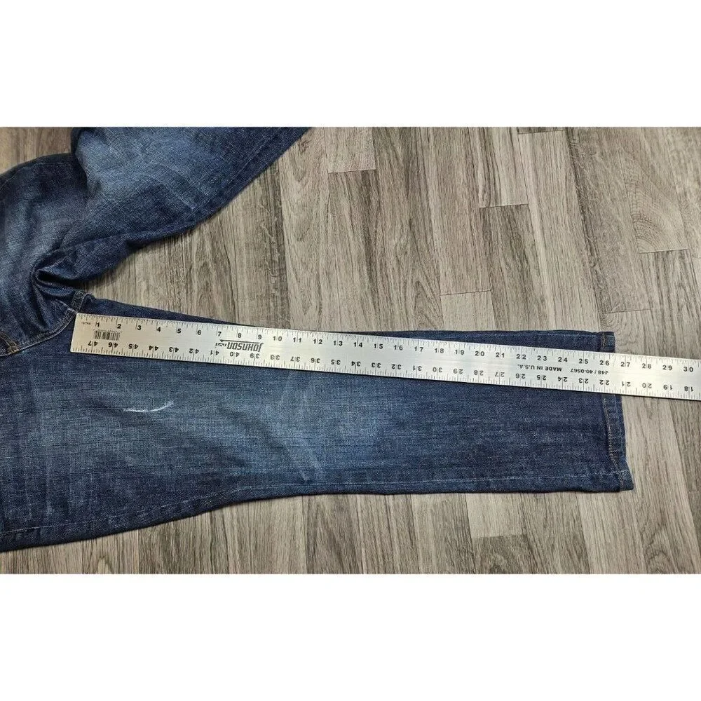 (3/$35) New York & Company Distressed Low Rise Straight Embroidered‎ Jeans
